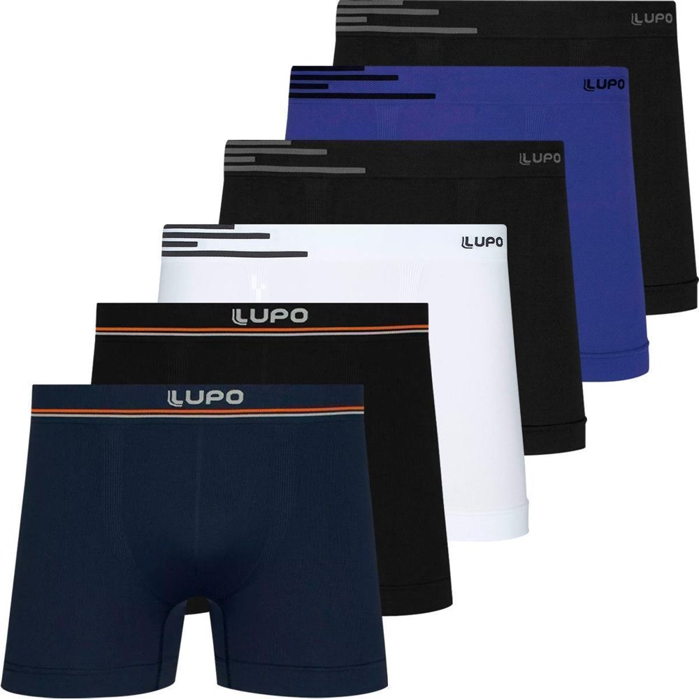 Kit 6 Cuecas Lupo Boxer · Sem Costura